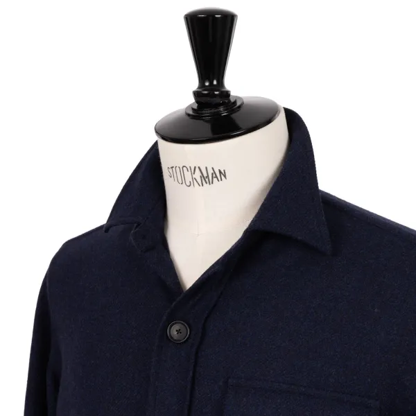 De Petrillo Aubergine Blue Sports Jacket "Shirt Pocket" Made Of Wool And