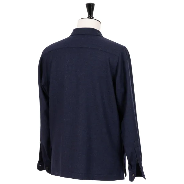 De Petrillo Aubergine Blue Sports Jacket "Shirt Pocket" Made Of Wool And