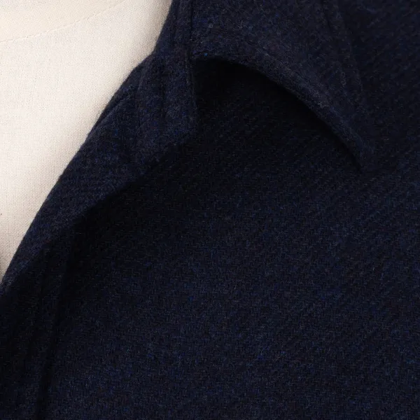 De Petrillo Aubergine Blue Sports Jacket "Shirt Pocket" Made Of Wool And