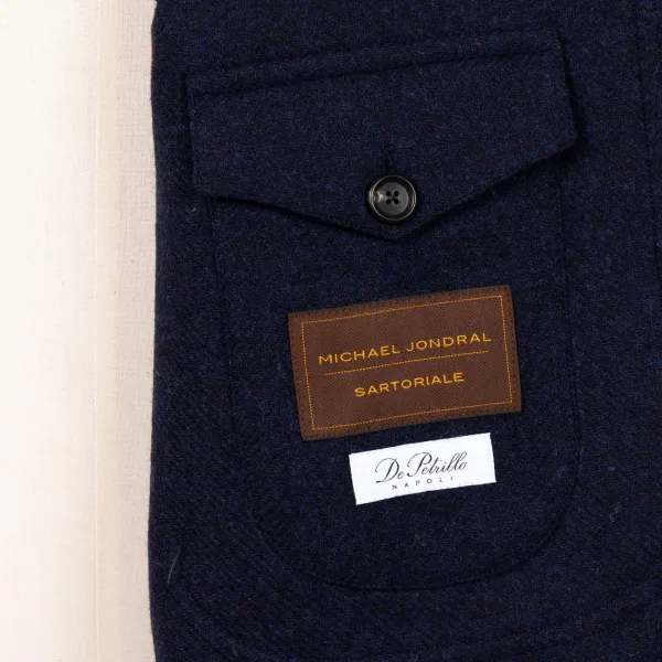 De Petrillo Aubergine Blue Sports Jacket "Shirt Pocket" Made Of Wool And