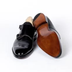 Saint Crispin's Black Double Monk Made Of Calfskin