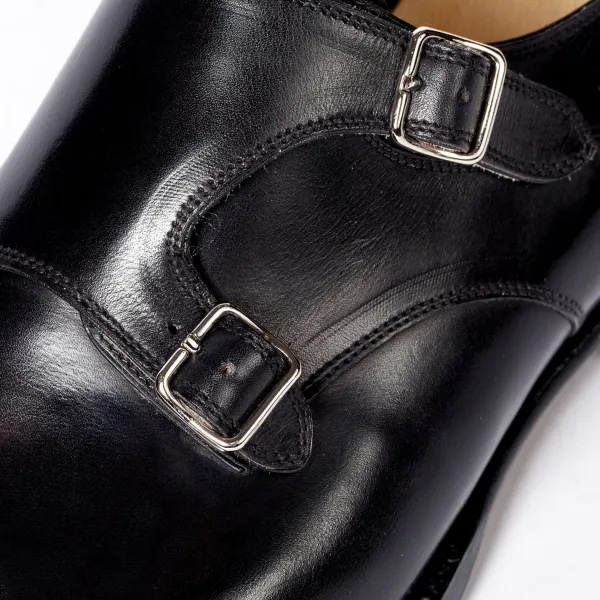 Saint Crispin's Black Double Monk Made Of Calfskin