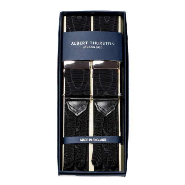 Albert Thurston Black Suspenders To Button Made Of Silk Moire