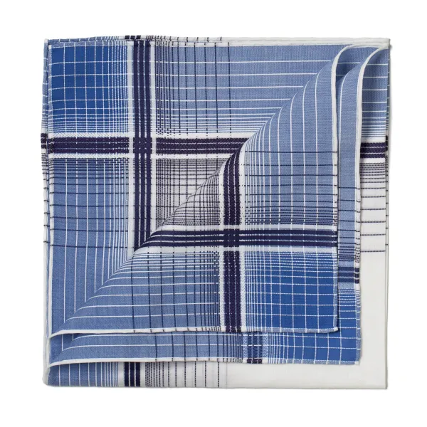 Simonnot-Godard Blue Patterned Cotton Pocket Square
