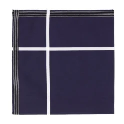 Simonnot-Godard Blue Patterned Handkerchief "Socotra" Made Of Fine Cotton - Hand-Rolle