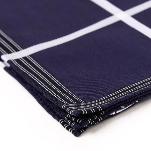 Simonnot-Godard Blue Patterned Handkerchief "Socotra" Made Of Fine Cotton - Hand-Rolle