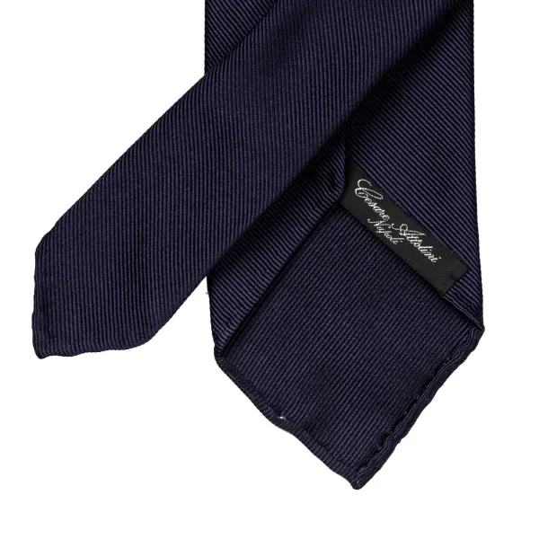 Cesare Attolini Blue Tie "Twill Diagonale" Made Of Pure Silk - Hand Rolled
