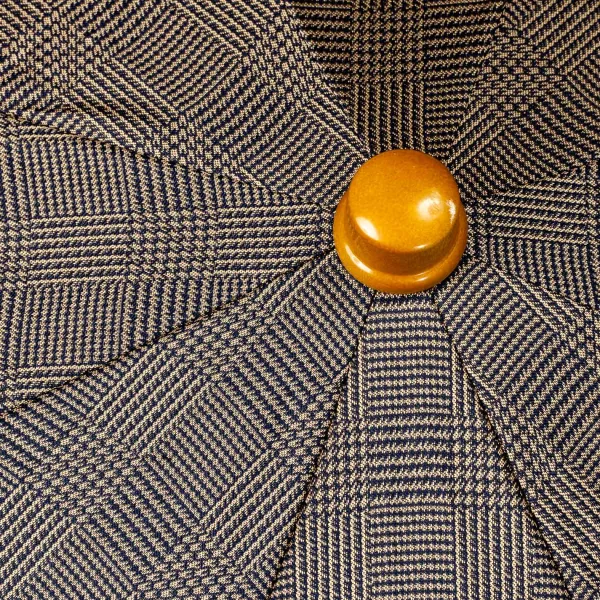 Maglia Blue-Brown Telescopic Umbrella "Prince De Gallesl" With Bamboo Handle