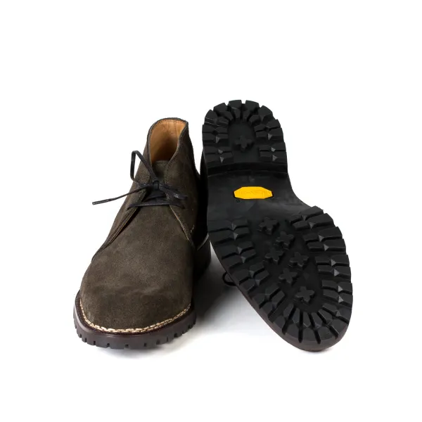 Saint Crispin's Boat Tea "Chukka Vibram-Norvegese" From Dark Green Rough Leather - Pur