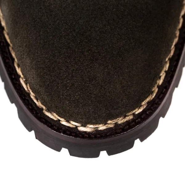 Saint Crispin's Boat Tea "Chukka Vibram-Norvegese" From Dark Green Rough Leather - Pur