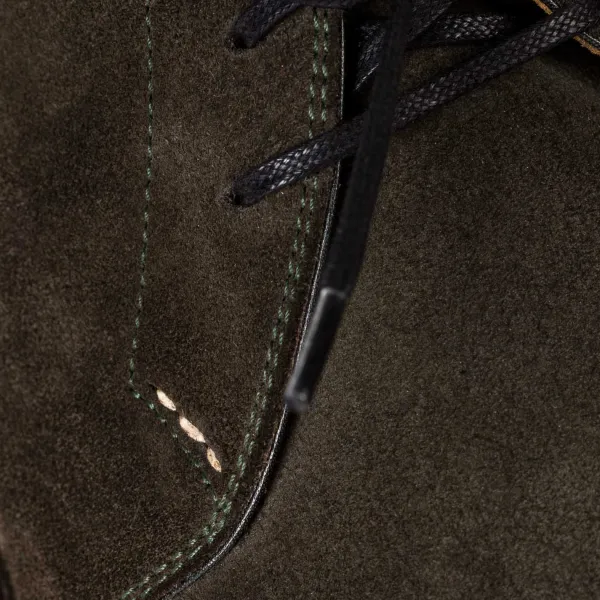 Saint Crispin's Boat Tea "Chukka Vibram-Norvegese" From Dark Green Rough Leather - Pur