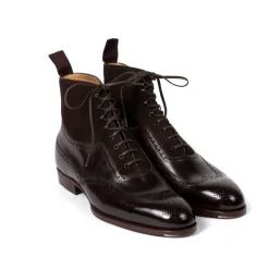 Saint Crispin's Boot "Fullbrogue-Oxford" Made Of Dark Brown Calfskin With Suede Shaft