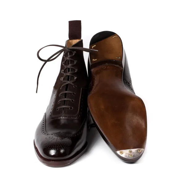 Saint Crispin's Boot "Fullbrogue-Oxford" Made Of Dark Brown Calfskin With Suede Shaft