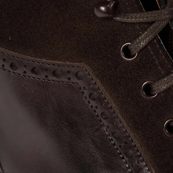 Saint Crispin's Boot "Fullbrogue-Oxford" Made Of Dark Brown Calfskin With Suede Shaft