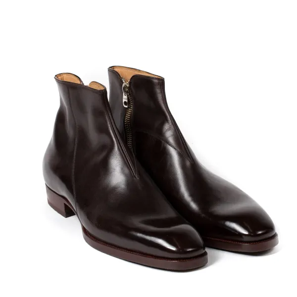 Saint Crispin's Boot "Zipper" Made Of Dark Brown Calfskin - Purely Handcrafted