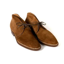 Saint Crispin's Bootee "Chukka Norvegese" Made Of Cognac Brown Kudu-Antilope Full-Grain Leather