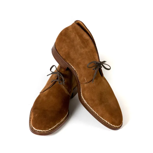 Saint Crispin's Bootee "Chukka Norvegese" Made Of Cognac Brown Kudu-Antilope Full-Grain Leather