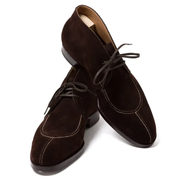 Saint Crispin's Bootee "French Norvegian" Made Of Dark Brown Suede Leather -