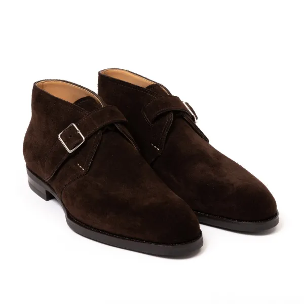 Saint Crispin's Bootee "Monk Bootee" Made Of Dark Brown Suede - Purely Handcrafted