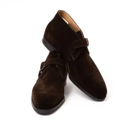 Saint Crispin's Bootee "Monk Bootee" Made Of Dark Brown Suede - Purely Handcrafted