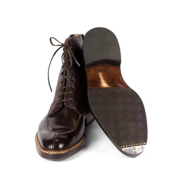 Saint Crispin's Boots "Norvegese Boot" In Dark Brown Calfskin And Water Buffalo - Pure