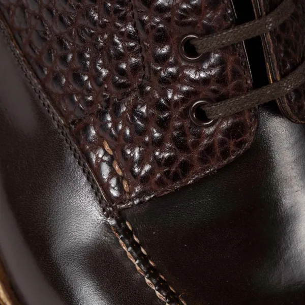 Saint Crispin's Boots "Norvegese Boot" In Dark Brown Calfskin And Water Buffalo - Pure