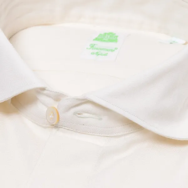 Finamore 1925 Borbone Reale" Pure Cotton Striped Sport Shirt - Collo Simone