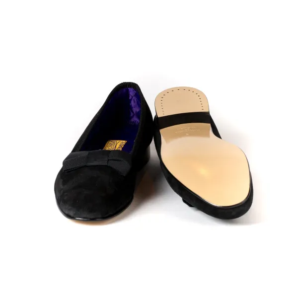 Bowhill u0026 Elliott Bowhill & Elliot X Mj: Black Shoes "Opera Pump" Made Of Suede With Lea