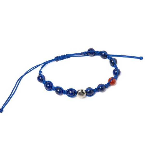 Barbarulo Napoli Bracelet "Blue Love" With Blue Stones And Button In Sterling Silver -