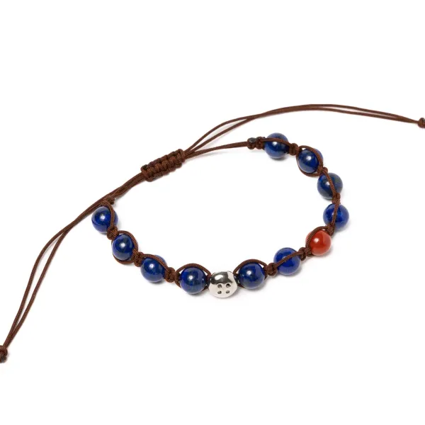 Barbarulo Napoli Bracelet "Brown Love" With Colored Stones And Button In Sterling Silve