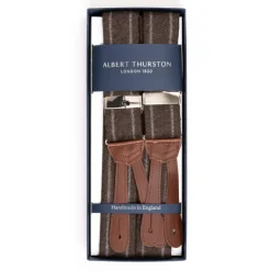Albert Thurston Brown Braces "Dugdale Chalkstripe-Flannel" With Buttons