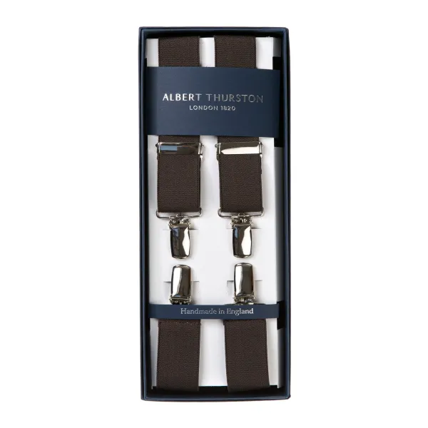Albert Thurston Brown Elastic Pants Straps "X Back Nickel" With Clips