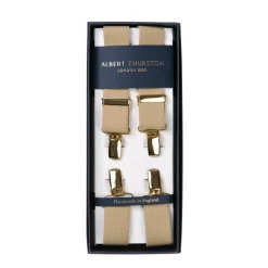 Albert Thurston Brown Elastic Pants Straps "X Back Gold" With Clips