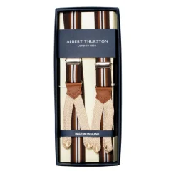 Albert Thurston Brown Striped Elastic Suspenders To Button