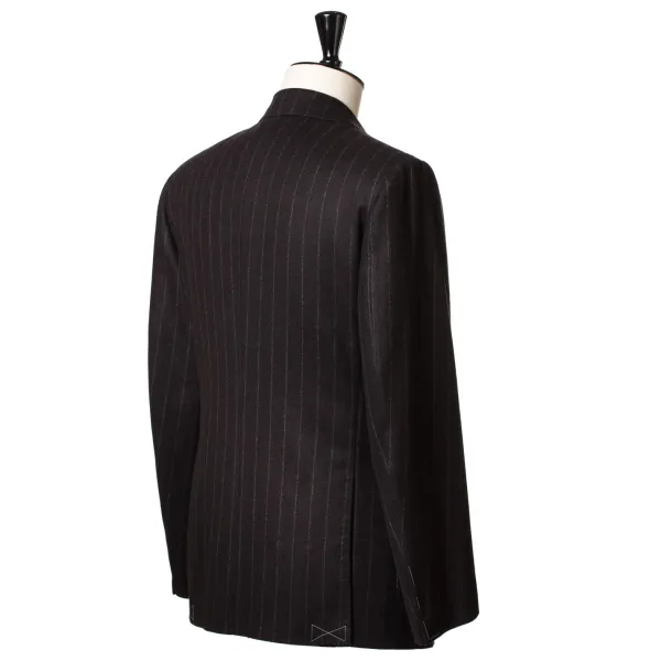 Cesare Attolini Brown Suit "Chalk Stripe" Made Of English Wool - Fox Heritage Flannel