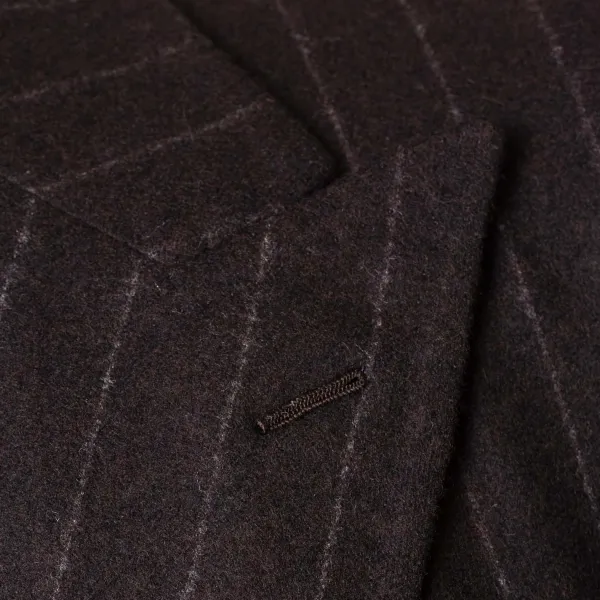 Cesare Attolini Brown Suit "Chalk Stripe" Made Of English Wool - Fox Heritage Flannel