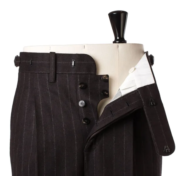 Cesare Attolini Brown Suit "Chalk Stripe" Made Of English Wool - Fox Heritage Flannel