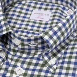 Borriello Checked Shirt "Bicolor Vichy" With Button Down Collar And Sport Cuff -