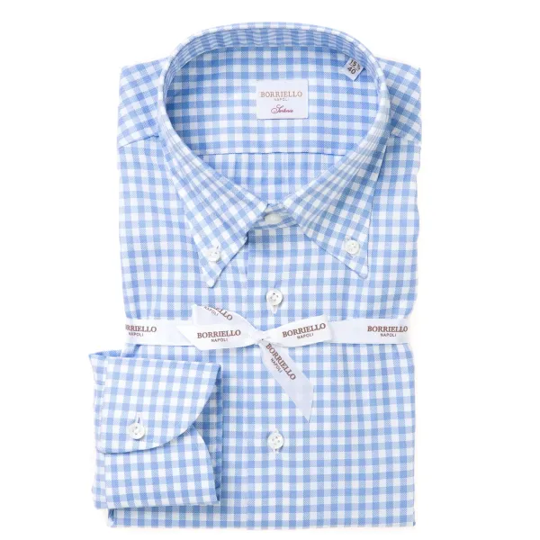 Borriello Checked Shirt "Royal Oxford" With Button Down And Sport Cuff - Handmad