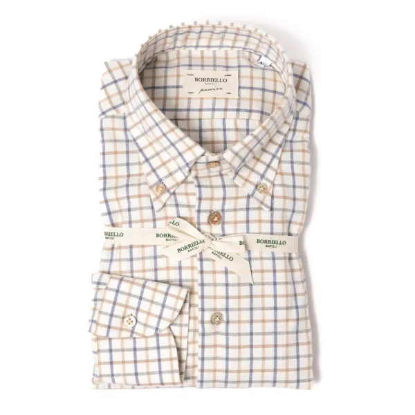 Borriello Checked Sports Shirt "Tattersall-Check" Made Of Brushed Vintage Cotton