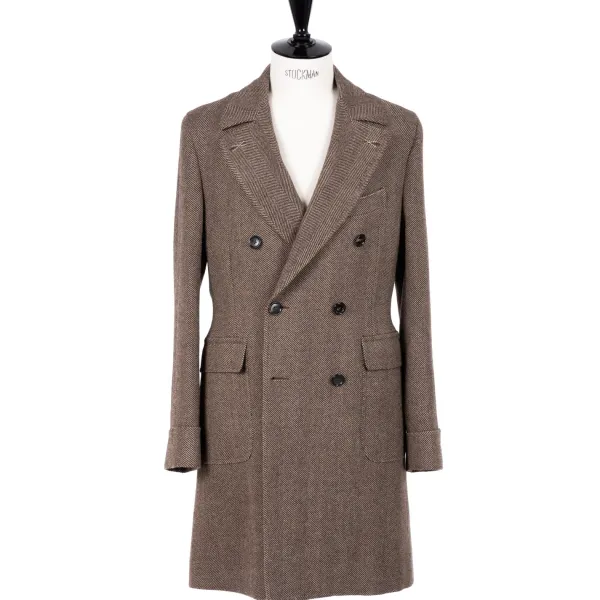 De Petrillo Coat "L'Aristocratico" With Herringbone Pattern In Pure Wool - Handmad