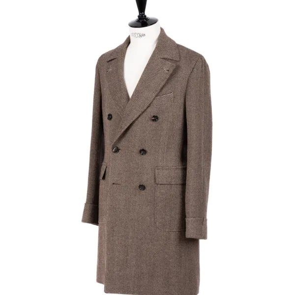 De Petrillo Coat "L'Aristocratico" With Herringbone Pattern In Pure Wool - Handmad