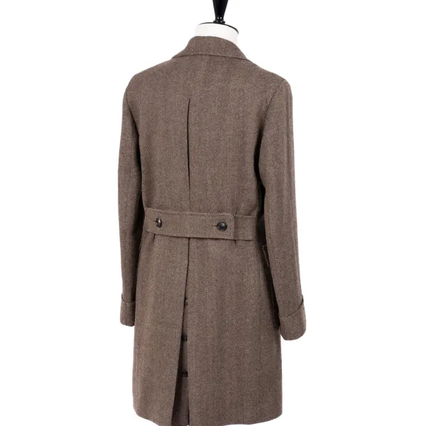 De Petrillo Coat "L'Aristocratico" With Herringbone Pattern In Pure Wool - Handmad