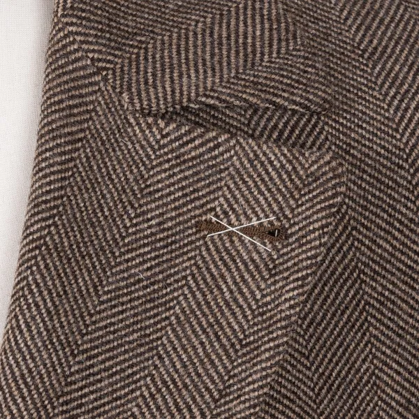 De Petrillo Coat "L'Aristocratico" With Herringbone Pattern In Pure Wool - Handmad