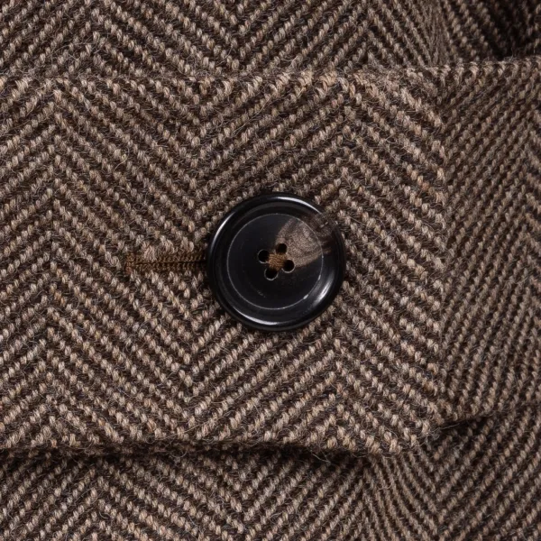 De Petrillo Coat "L'Aristocratico" With Herringbone Pattern In Pure Wool - Handmad
