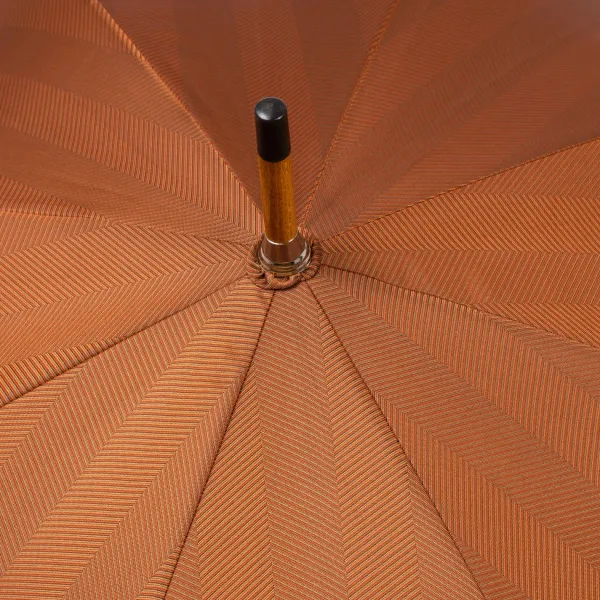 Maglia Copper Brown Umbrella "Traveller" With Handle Made Of Bamboo Wood
