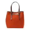 Felisi Cotton Canvas And Saddle Leather Bag "New Office Tote" - Handmade