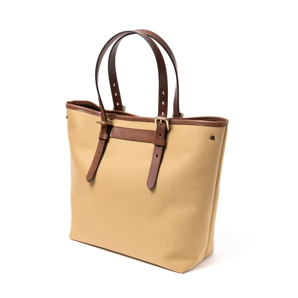 Felisi Cotton Canvas And Saddle Leather Bag "New Office Tote" - Handmade