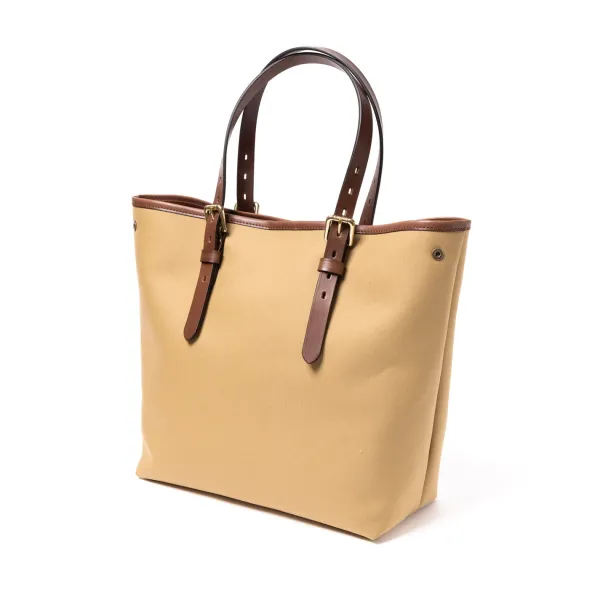 Felisi Cotton Canvas And Saddle Leather Bag "New Office Tote" - Handmade