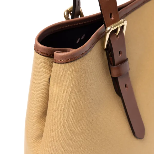 Felisi Cotton Canvas And Saddle Leather Bag "New Office Tote" - Handmade